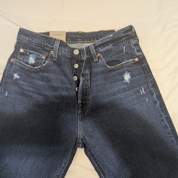 Levi's 501 Blue Ankle Cropped Jeans with Lived-In Look 29X26 - Picture 4 of 8